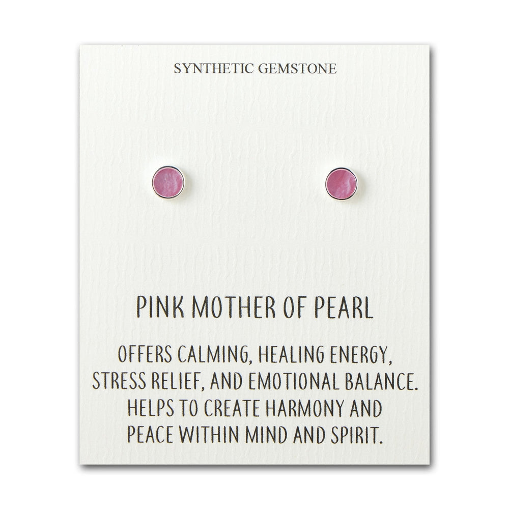 Pink Mother of Pearl Stud Earrings with Quote Card