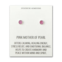 Pink Mother of Pearl Stud Earrings with Quote Card