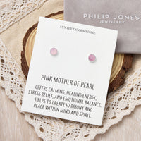 Pink Mother of Pearl Stud Earrings with Quote Card
