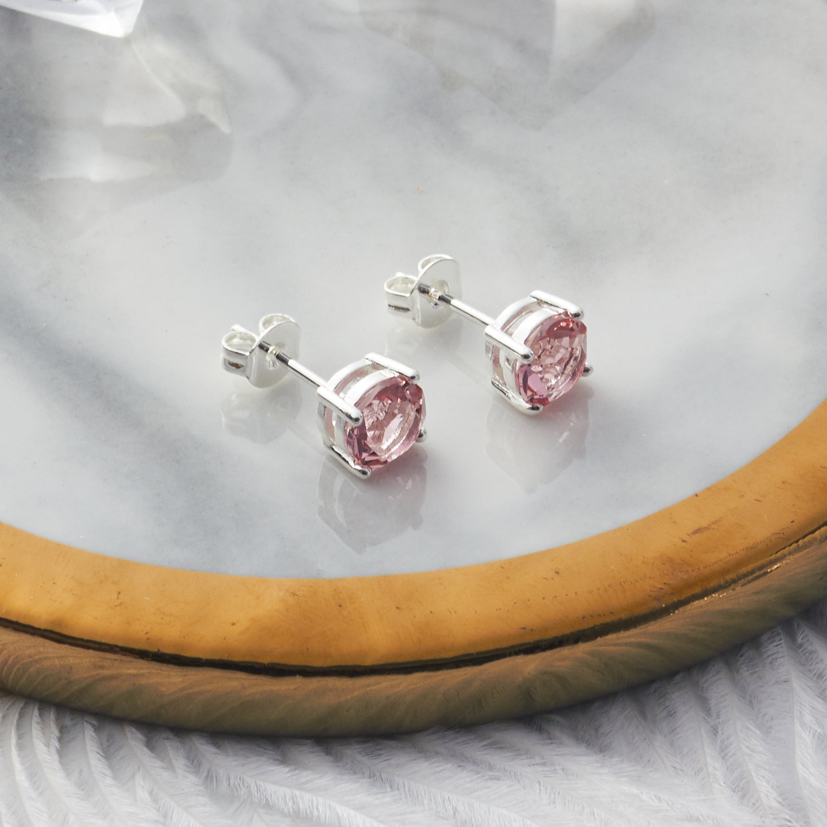 Pink Stud Earrings Created with Zircondia® Crystals