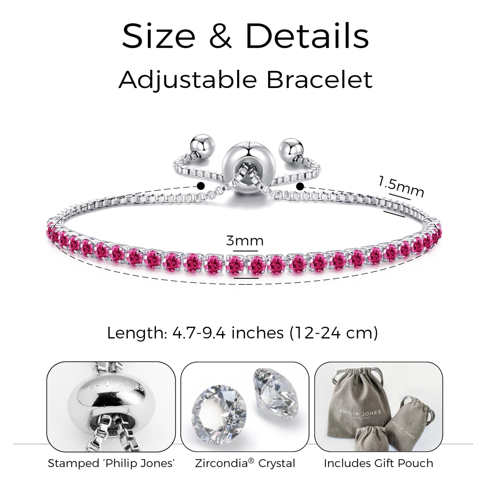 Pink Tennis Friendship Bracelet Created with Zircondia® Crystals