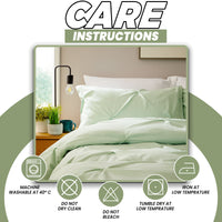 Pintuck Sage Green Microfibre Duvet Cover Set with Pillowcases Soft Breathable Easy Care Bedding Set Quilt Cover by OLIVIA ROCCO