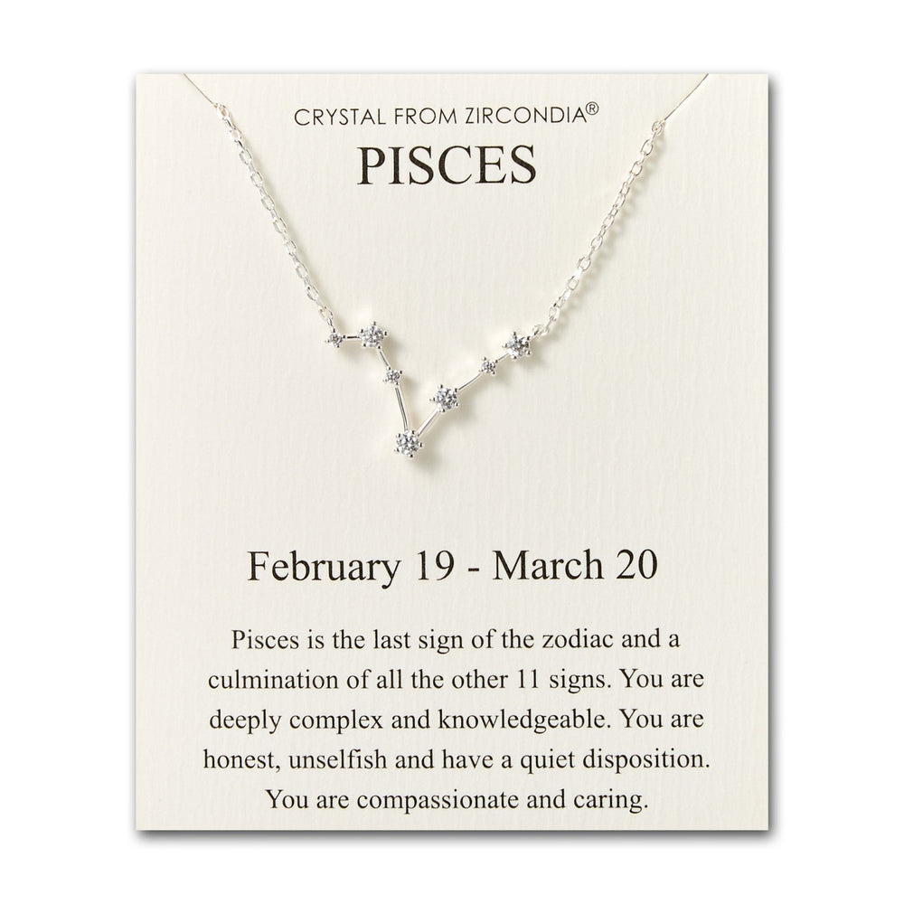 Pisces Star Sign Zodiac Constellation Necklace and Quote Card with Zircondia® Crystals