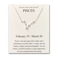 Pisces Star Sign Zodiac Constellation Necklace and Quote Card with Zircondia® Crystals