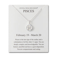 Pisces Star Sign Zodiac Necklace and Quote Card with Zircondia® Crystals