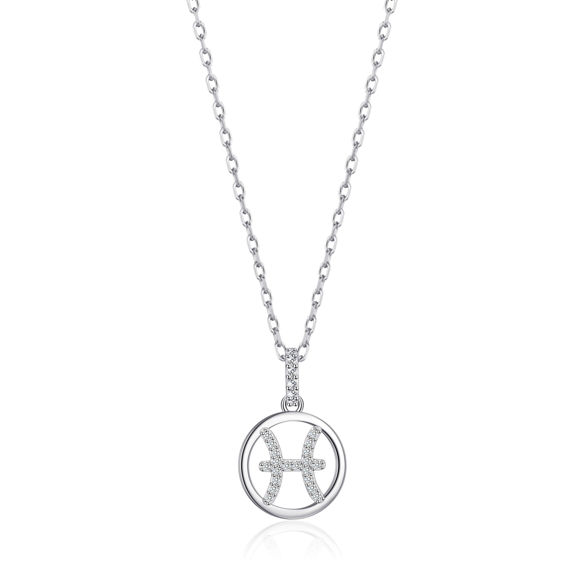 Pisces Star Sign Zodiac Necklace with Zircondia® Crystals