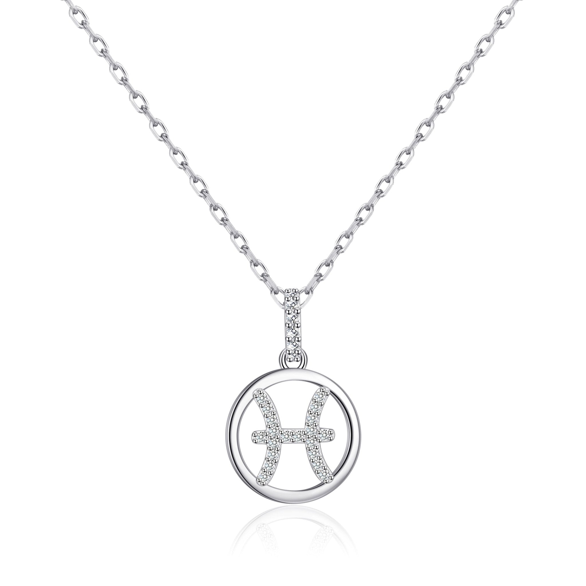 Pisces Star Sign Zodiac Necklace with Zircondia® Crystals