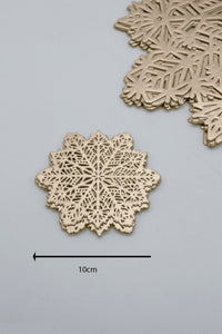 6pc Set Gold Vinyl Snowflake Placemat and Coasters