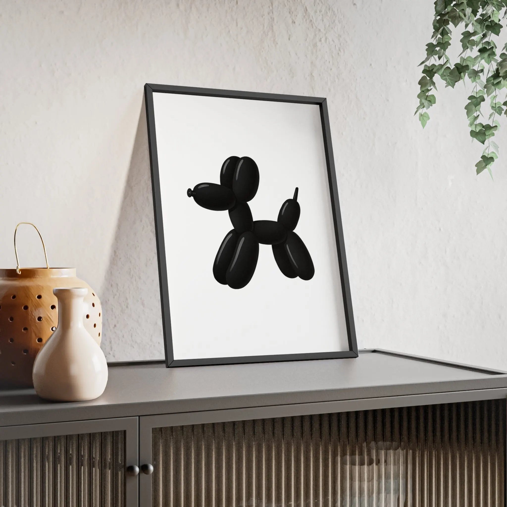 Black Balloon Dog Poster | Minimalist Bathroom Wall Art