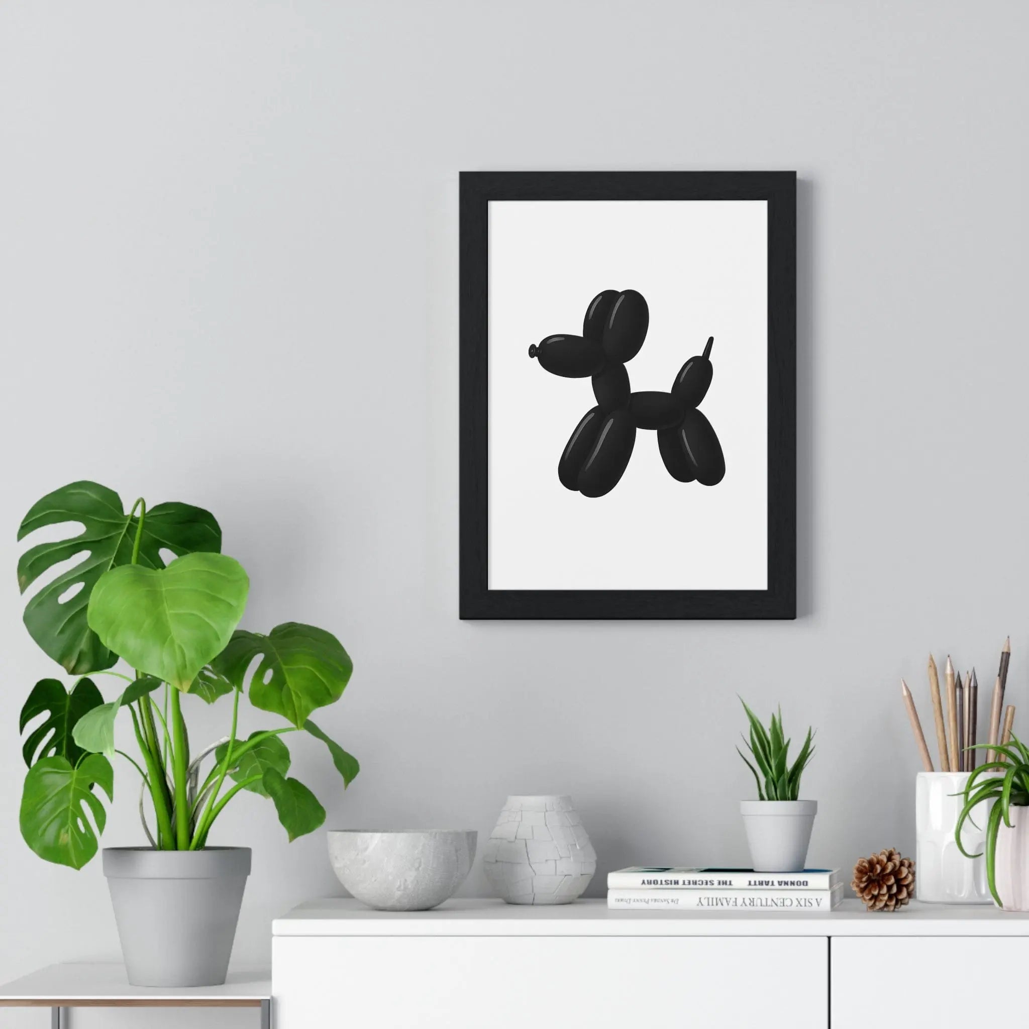 Black Balloon Dog Poster | Minimalist Bathroom Wall Art