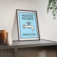 BLue Water Works Poster | Funny Bathroom Monopoly-Inspired Wall Art