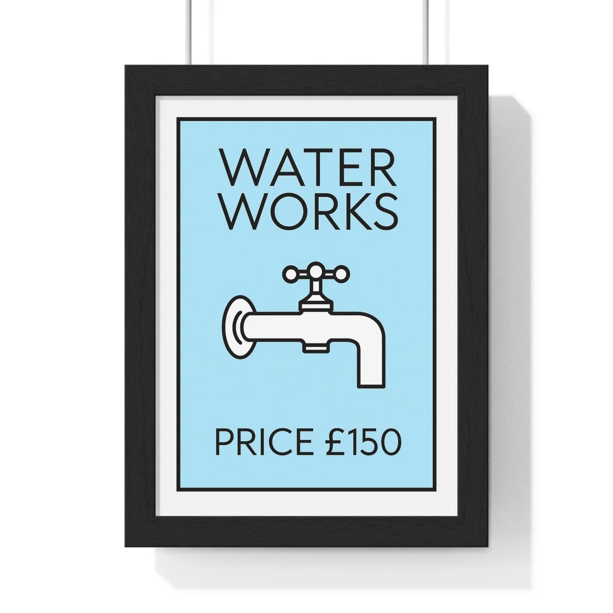 BLue Water Works Poster | Funny Bathroom Monopoly-Inspired Wall Art
