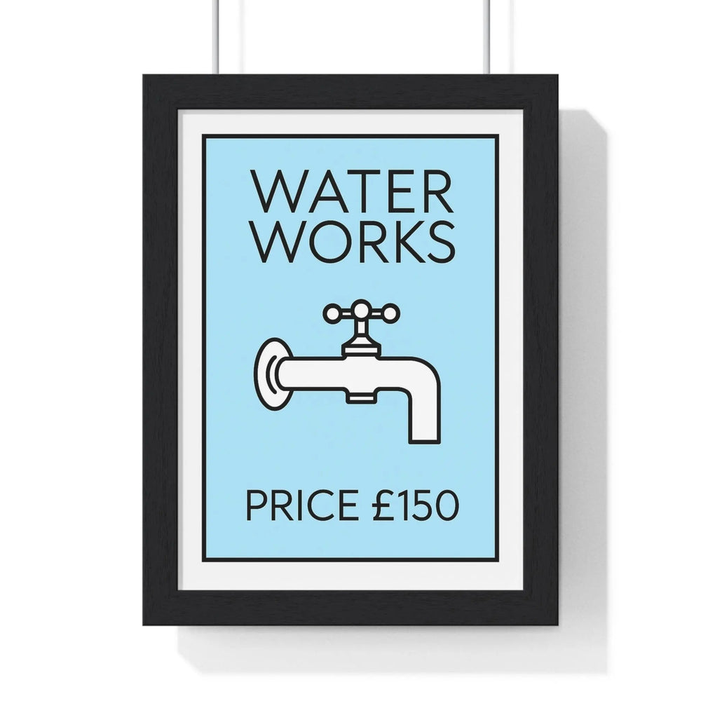 BLue Water Works Poster | Funny Bathroom Monopoly-Inspired Wall Art