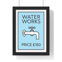 BLue Water Works Poster | Funny Bathroom Monopoly-Inspired Wall Art