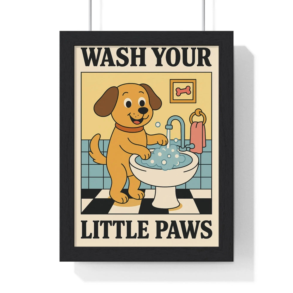 Cute Dog Bathroom Poster | Wash Your Paws Wall Art