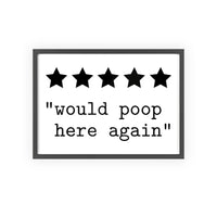 Funny Bathroom Poster | Would Poop Here Again Print
