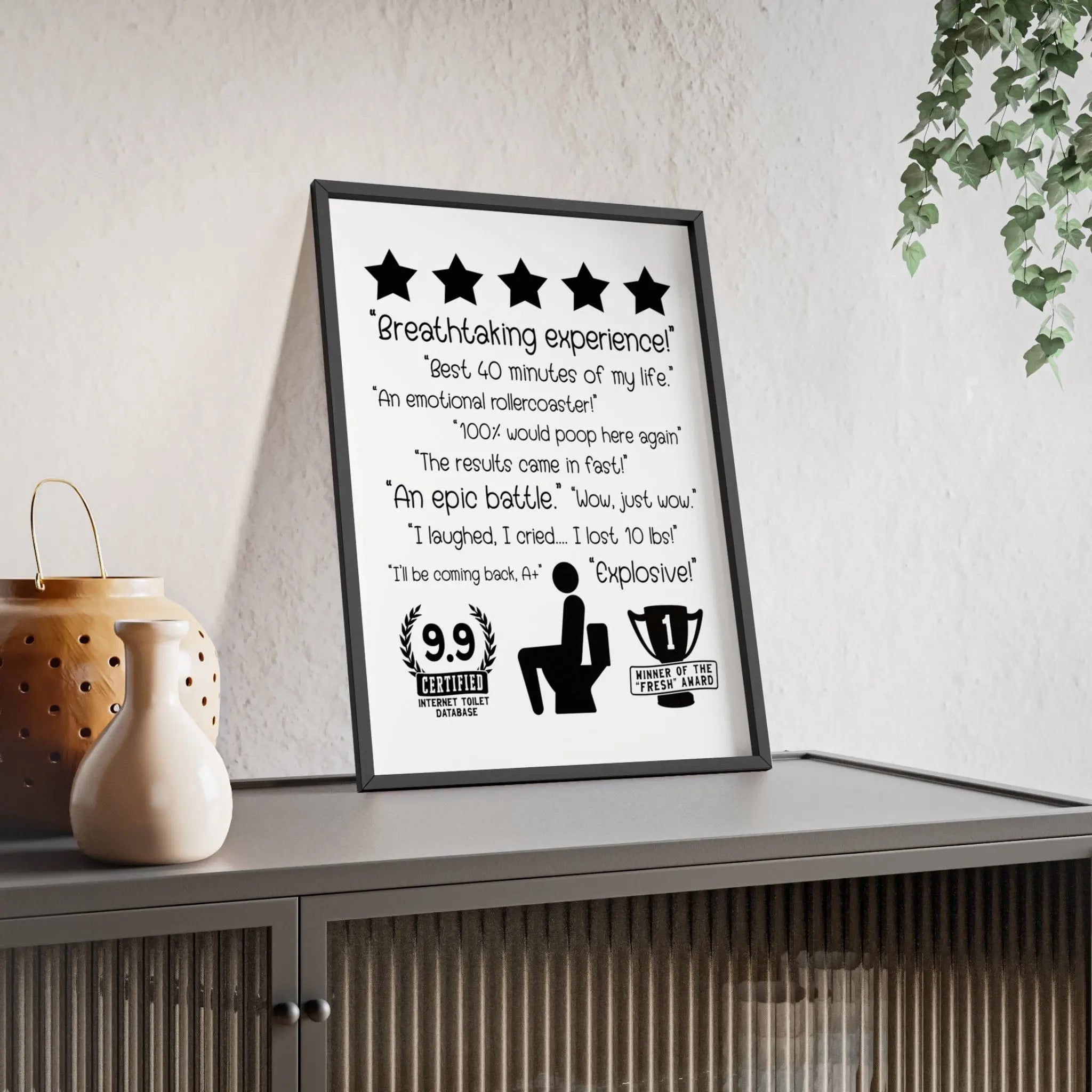 Funny Bathroom Reviews Wall Art | Toilet Poster