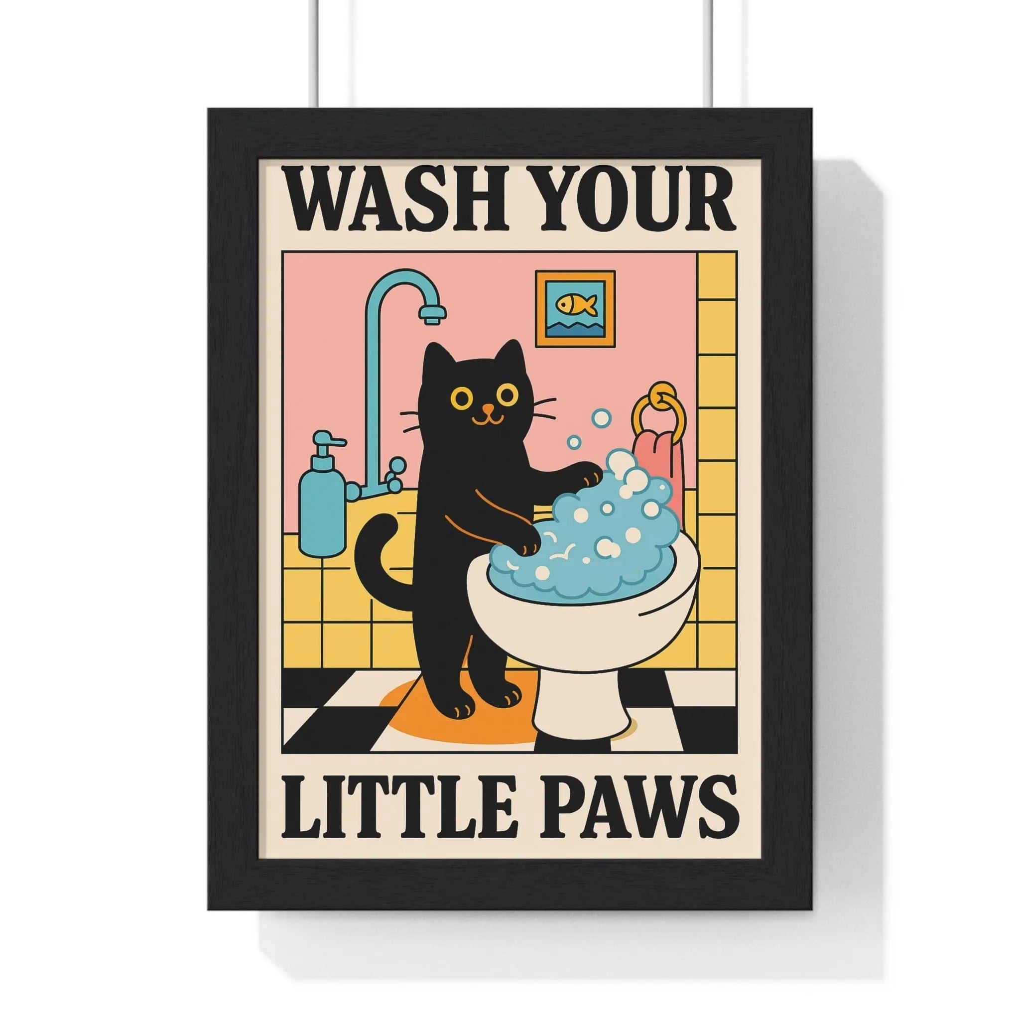 Funny Cat Bathroom Print – Wash Your Little Paws Wall Art