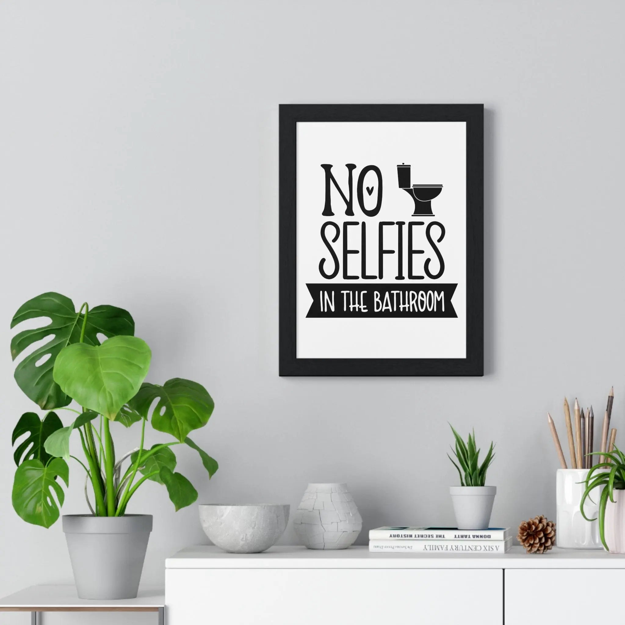 Funny No Selfies Bathroom Wall Print | Bold Toilet Humour
