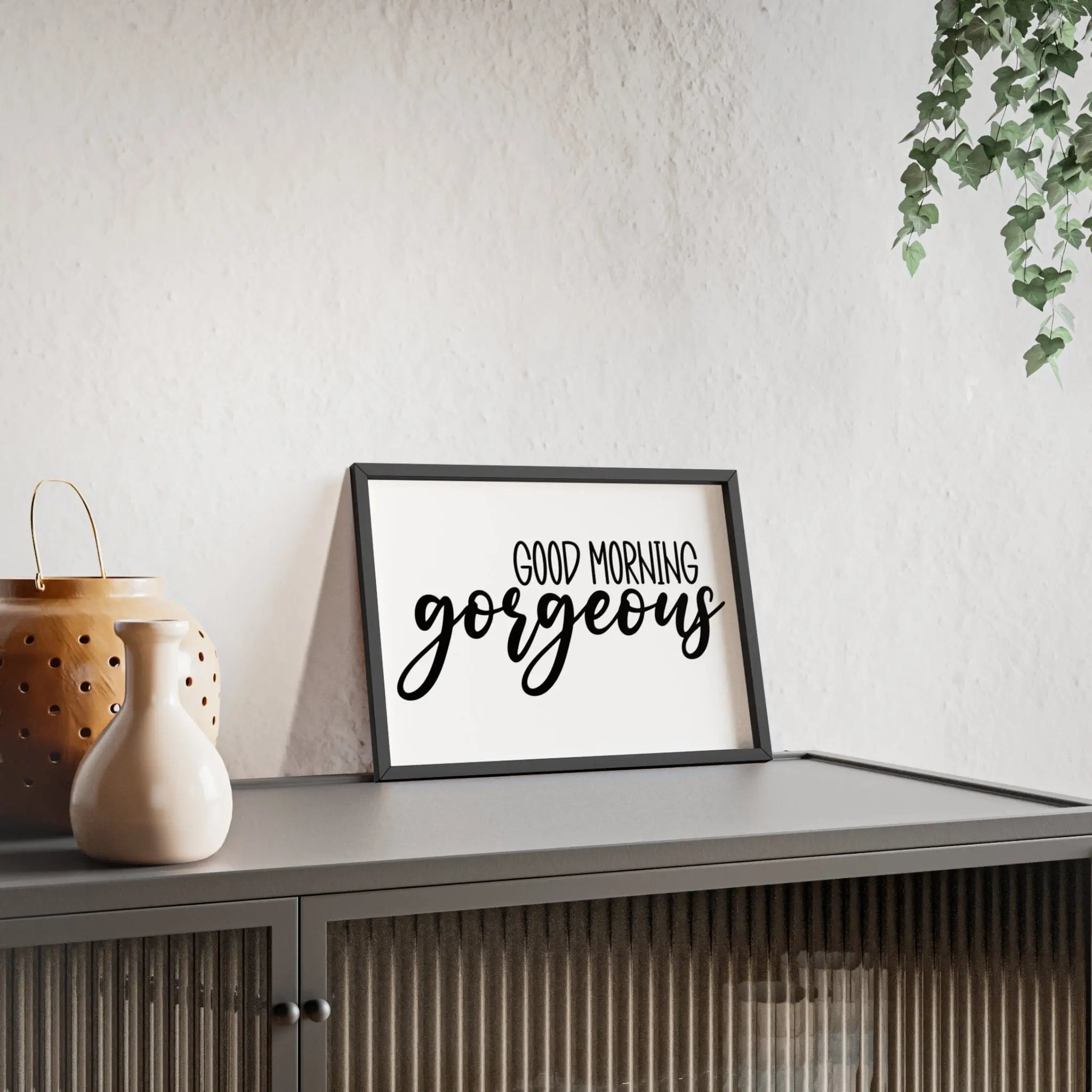 Good Morning Gorgeous Bathroom Print Black White Wall Art