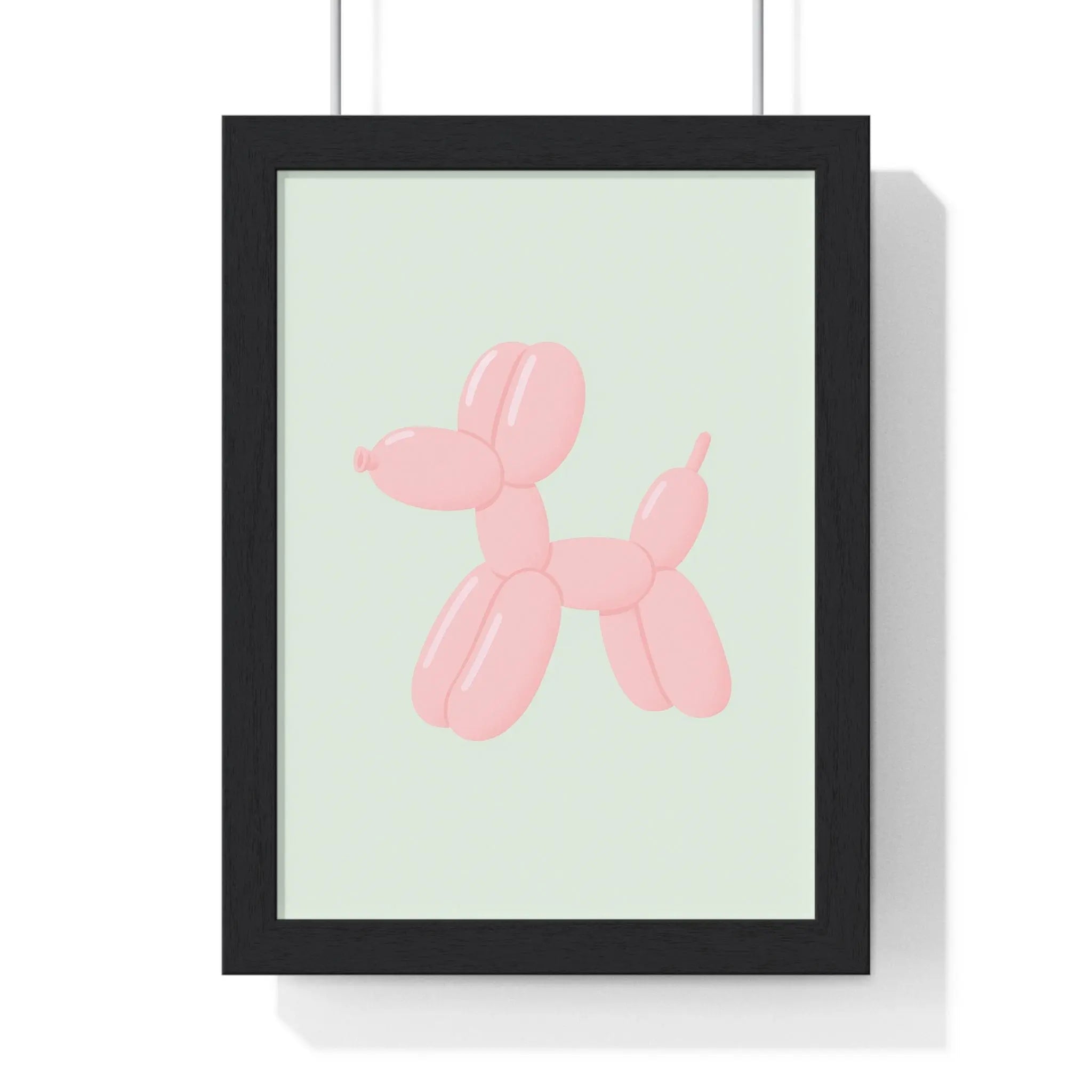 Pastel Pink Balloon Dog Poster | Cute Bathroom Wall Art