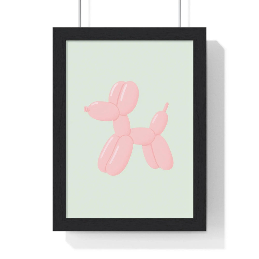 Pastel Pink Balloon Dog Poster | Cute Bathroom Wall Art