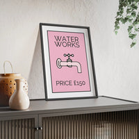 Pink Water Works Poster | Funny Monopoly-Inspired Bathroom Print