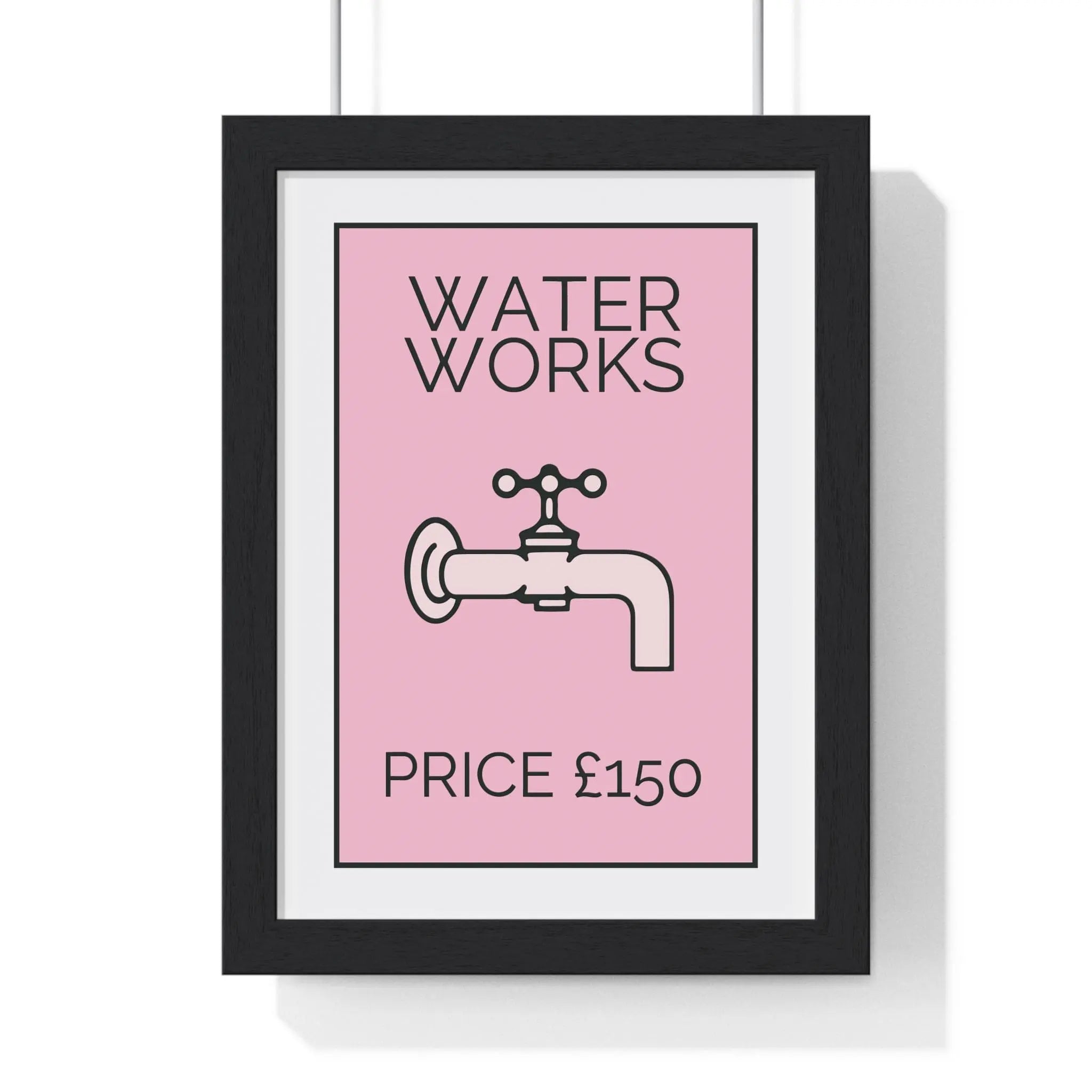 Pink Water Works Poster | Funny Monopoly-Inspired Bathroom Print