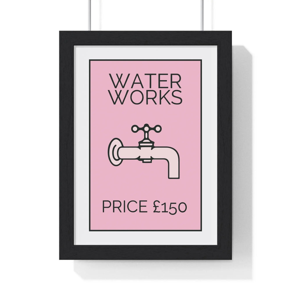 Pink Water Works Poster | Funny Monopoly-Inspired Bathroom Print