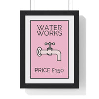 Pink Water Works Poster | Funny Monopoly-Inspired Bathroom Print