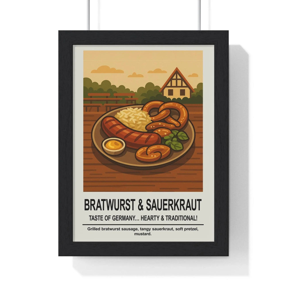 Bratwurst & Sauerkraut Kitchen Wall Art – German Food Poster Print