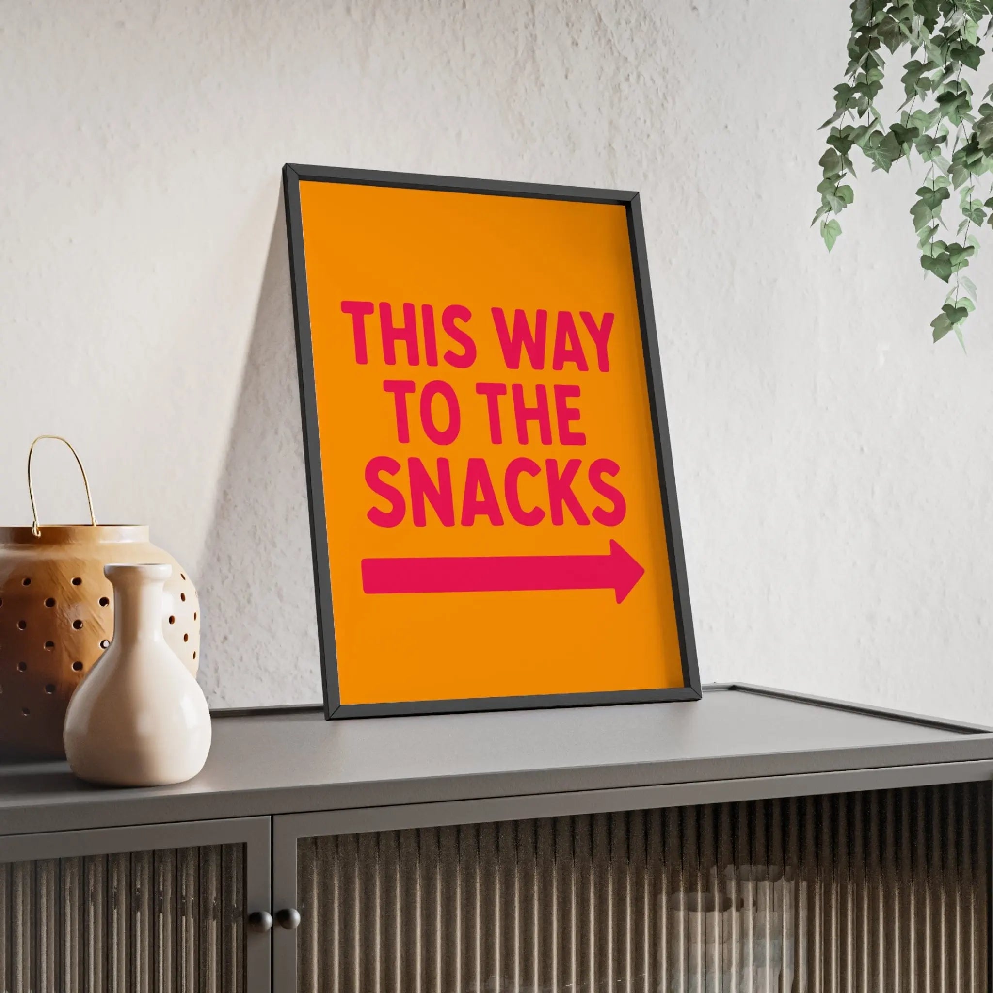 Bright Snack Poster – This Way To The Snacks – Bold Funny Kitchen Art