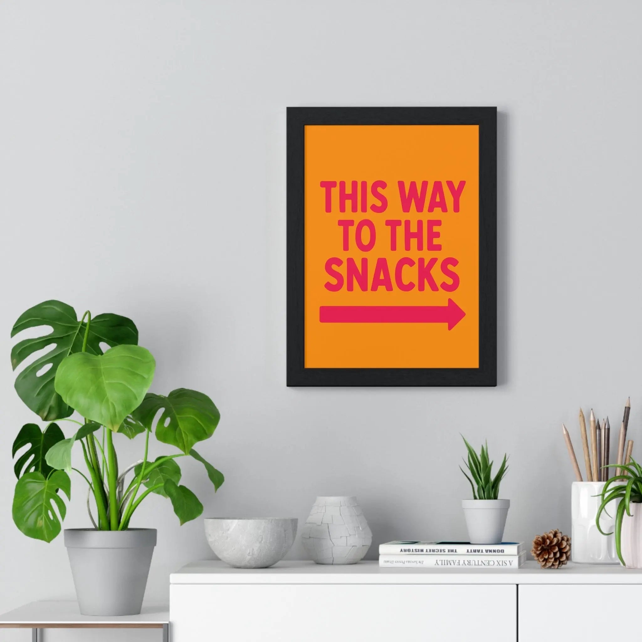 Bright Snack Poster – This Way To The Snacks – Bold Funny Kitchen Art
