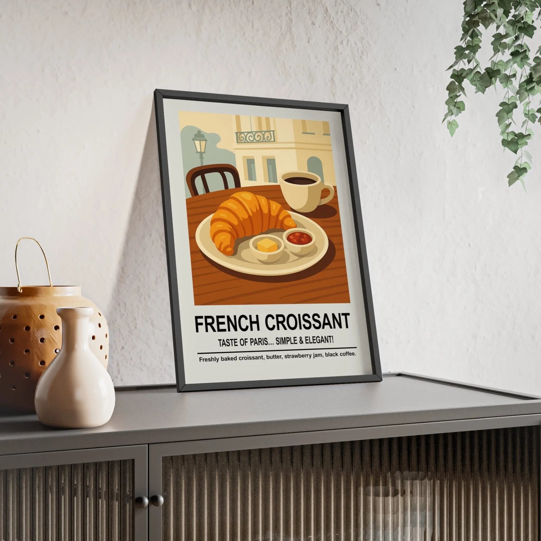 French Croissant Wall Art – Paris Café Kitchen & Dining Room Print