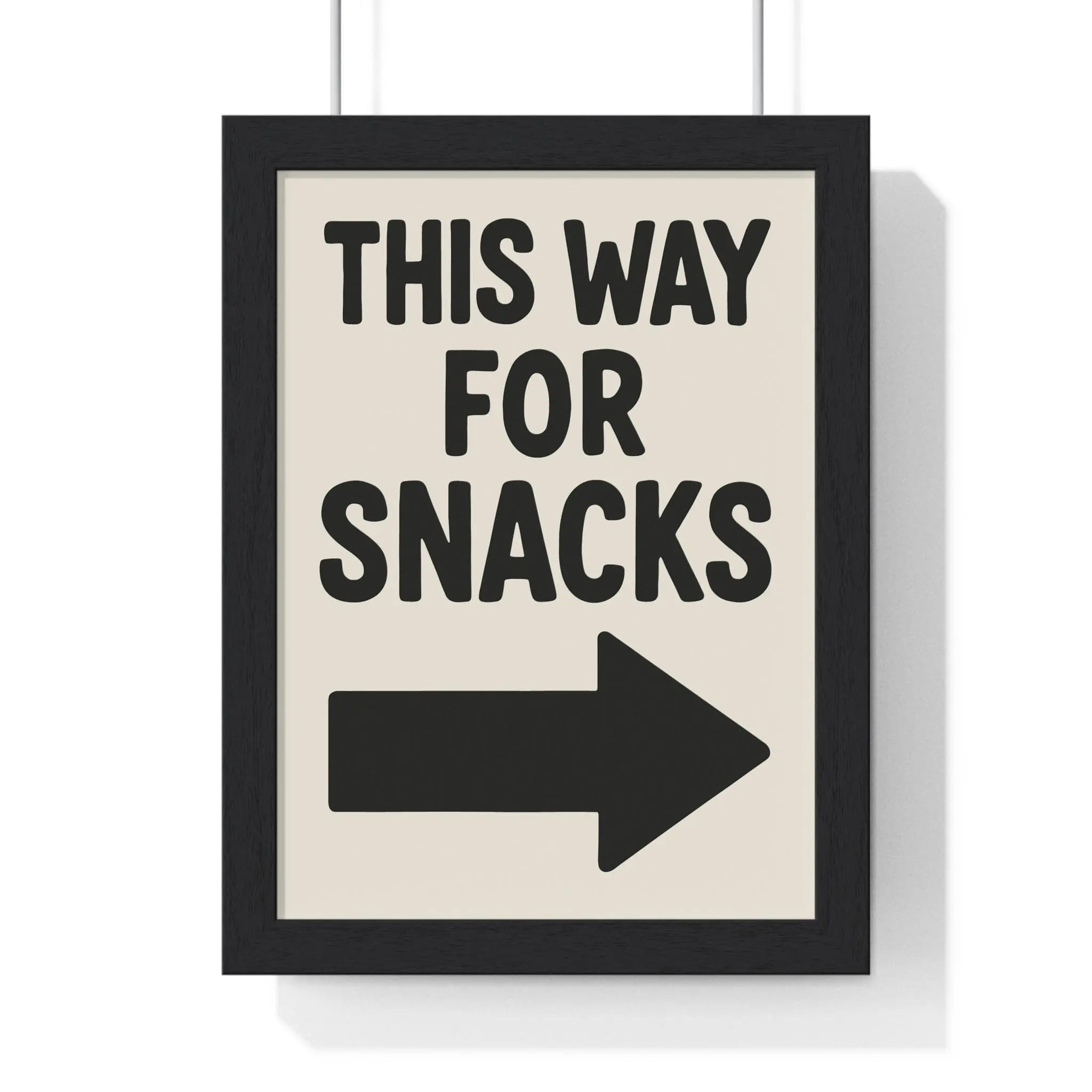 Funny Kitchen Poster – This Way For Snacks Arrow Print – Bold Wall Art