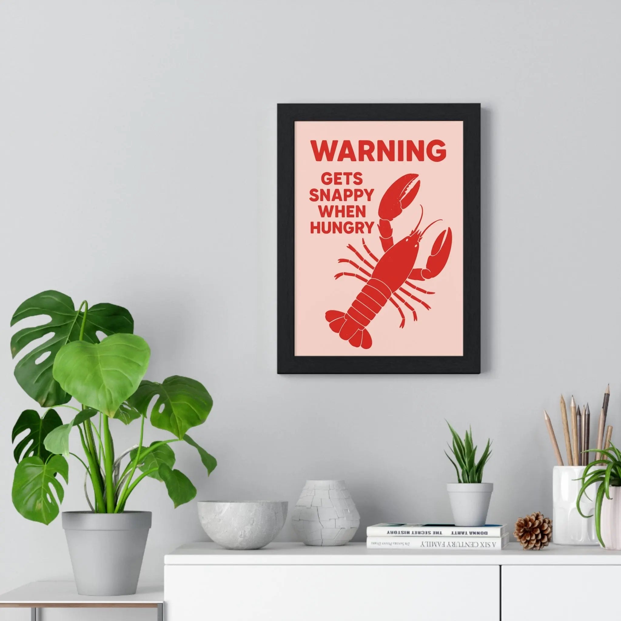 Funny Lobster Poster – Snappy When Hungry – Bold Kitchen Wall Art
