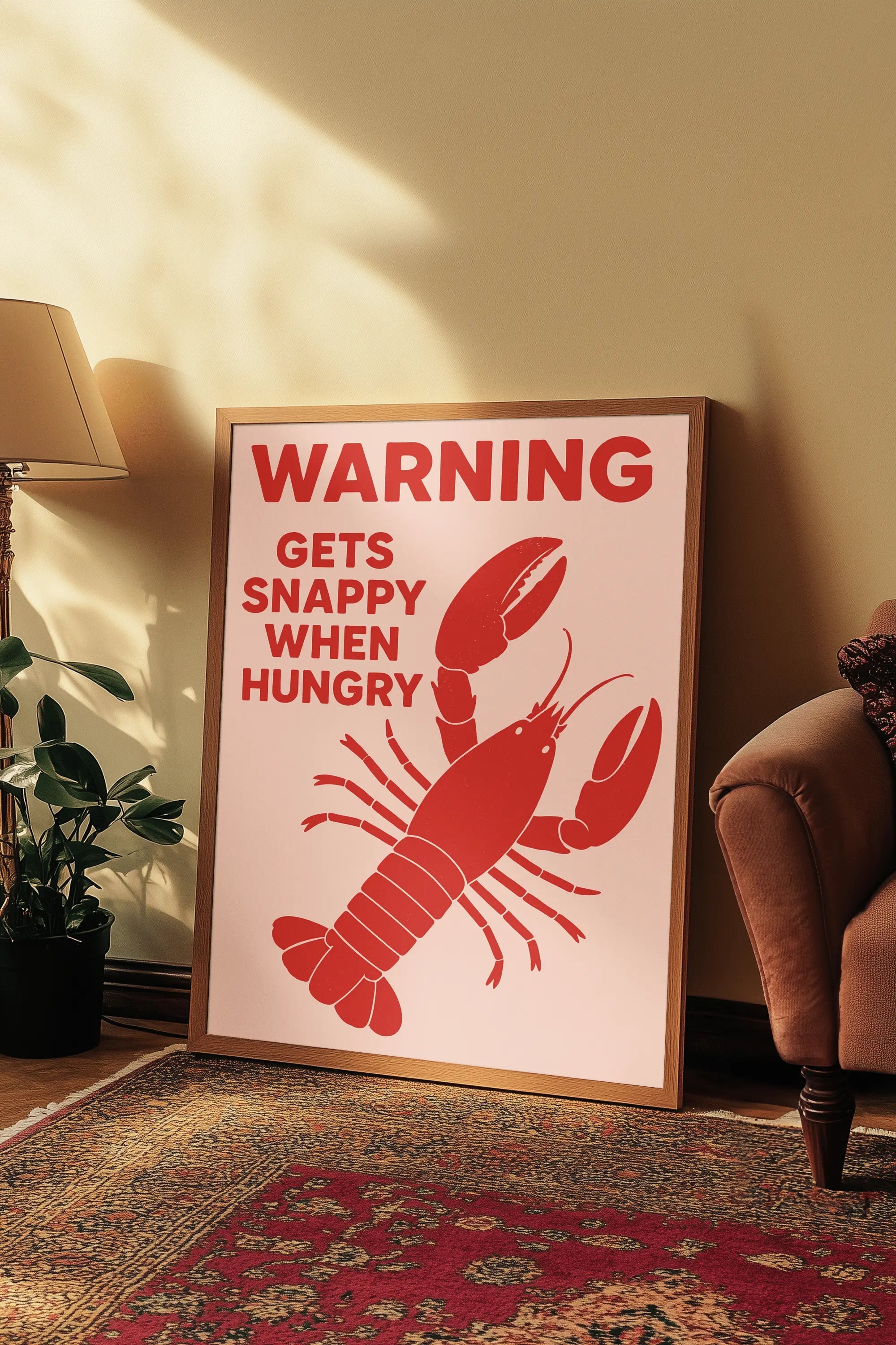Funny Lobster Poster – Snappy When Hungry – Bold Kitchen Wall Art