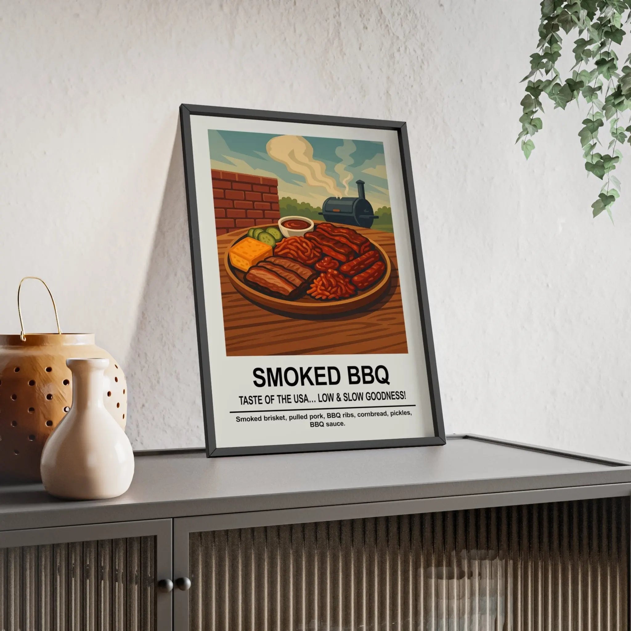 Smoked BBQ Poster | American Barbecue Kitchen Wall Art