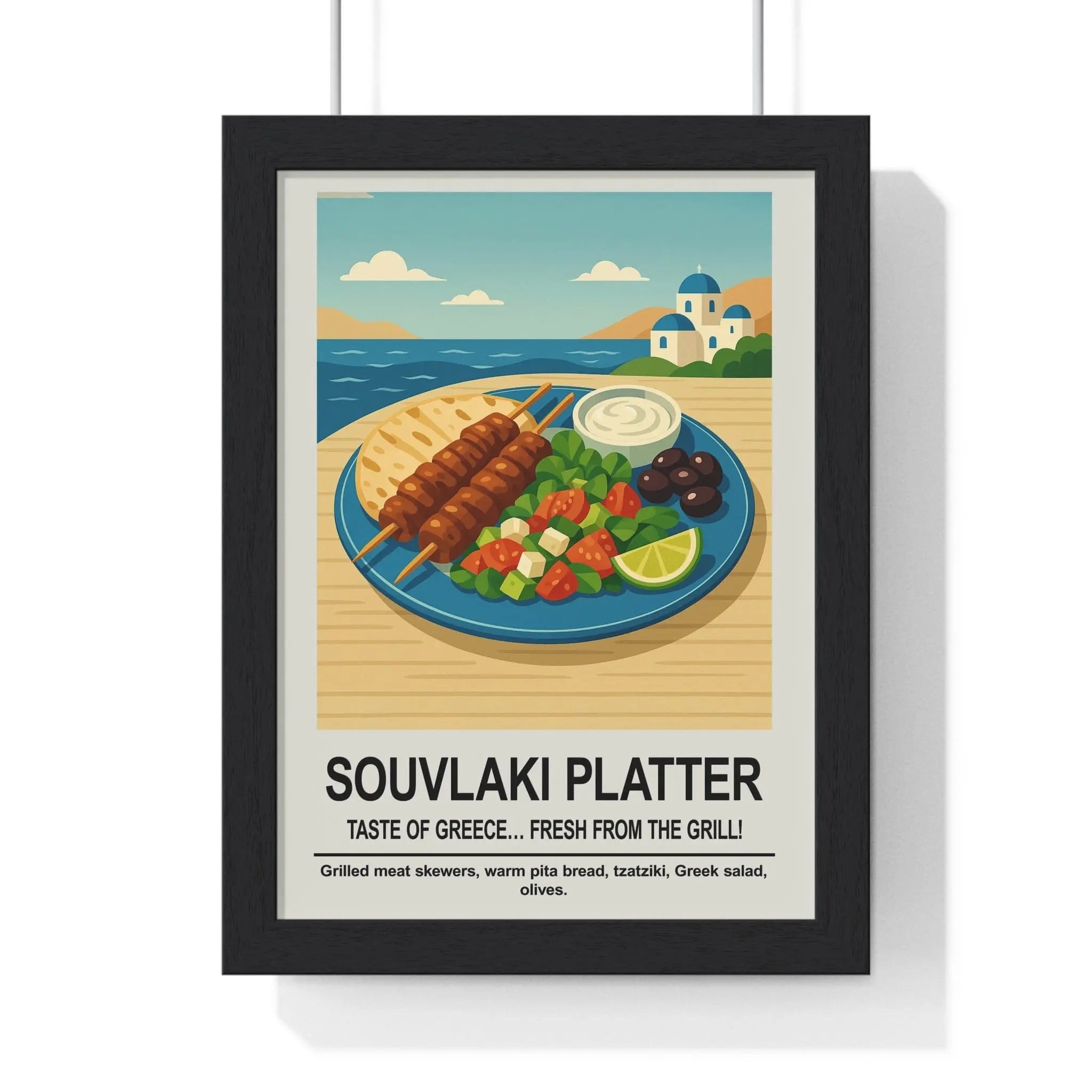 Souvlaki Platter Wall Art – Greek Kitchen & Dining Room Décor Print