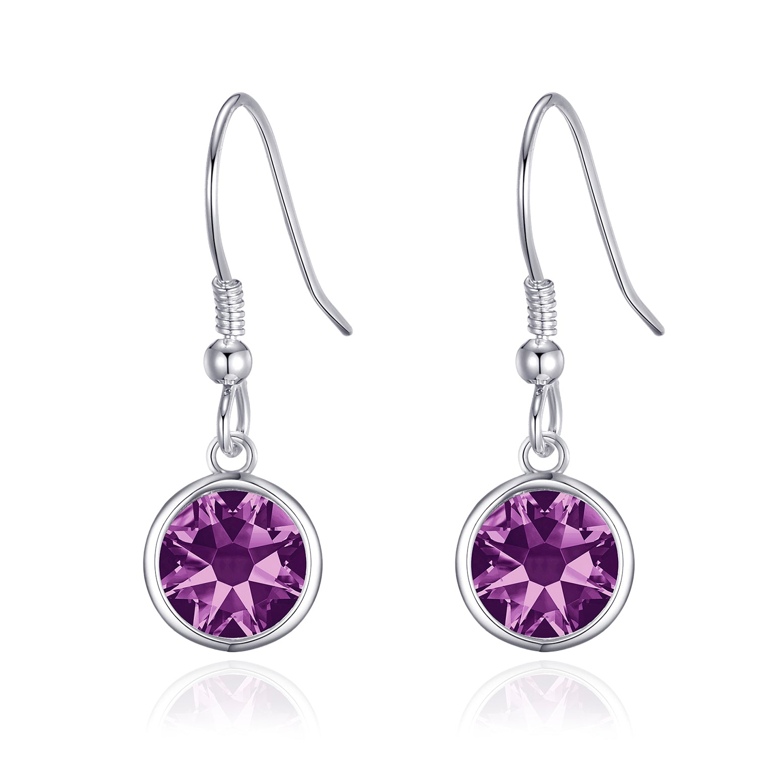 Purple Crystal Drop Earrings Created with Zircondia® Crystals