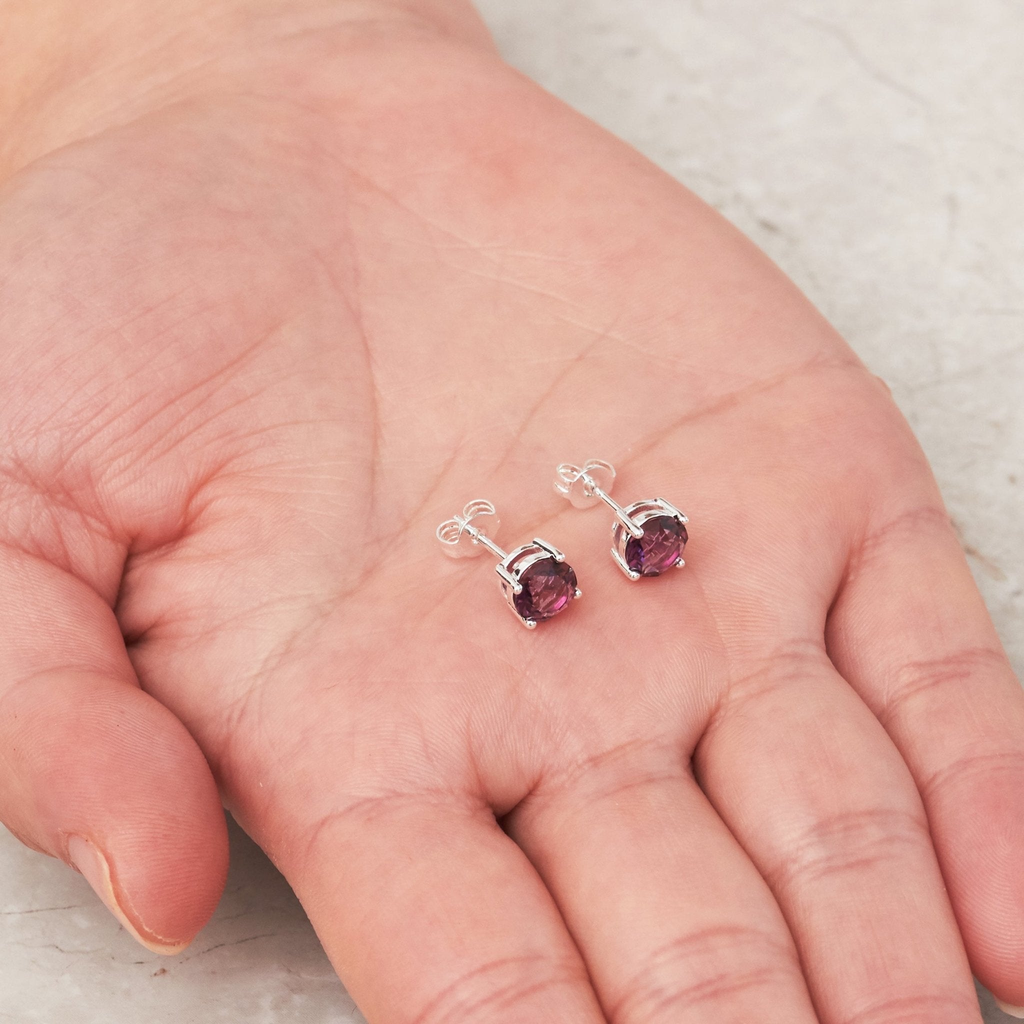 Purple Stud Earrings Created with Zircondia® Crystals