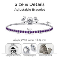 Purple Tennis Friendship Bracelet Created with Zircondia® Crystals