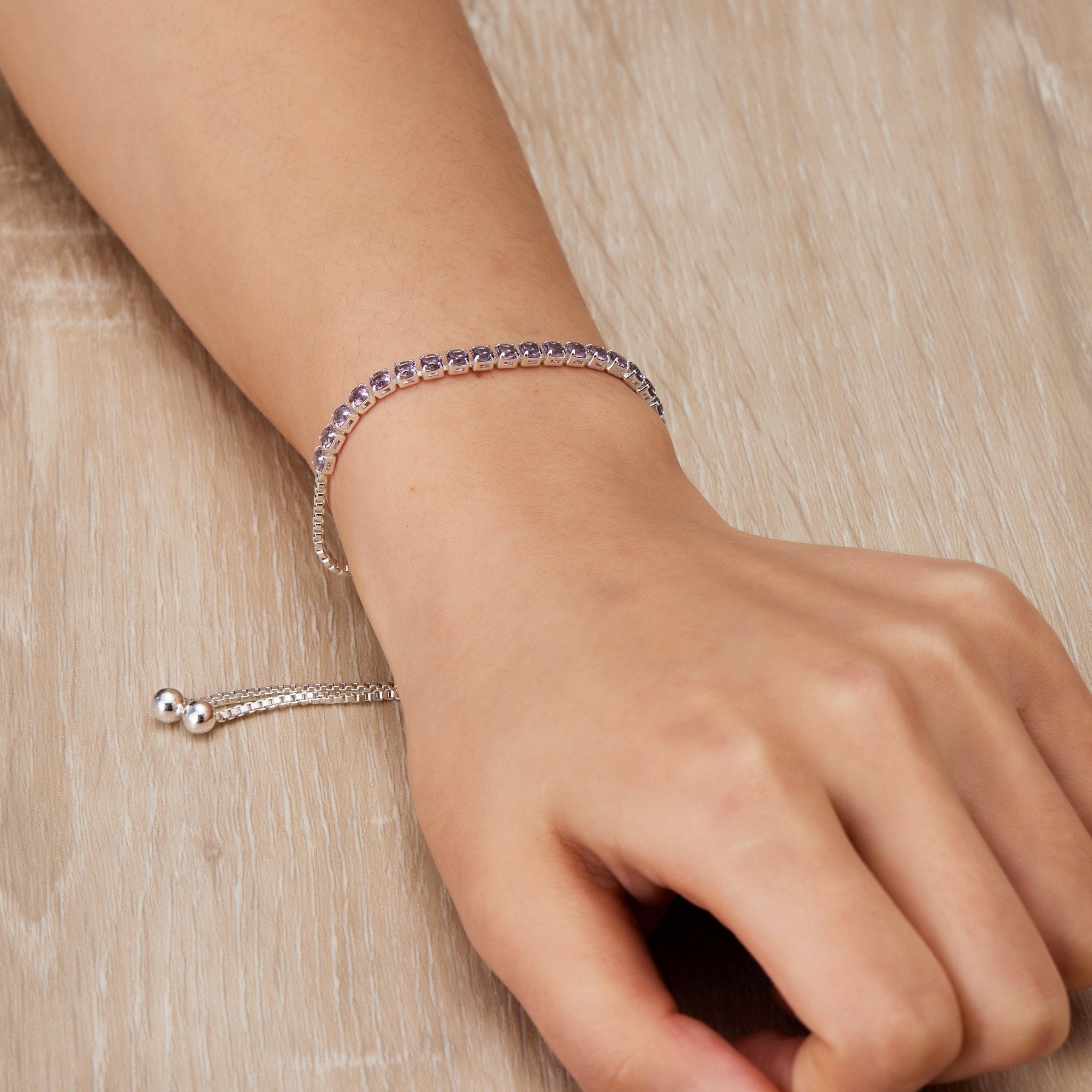 Purple Tennis Friendship Bracelet Created with Zircondia® Crystals