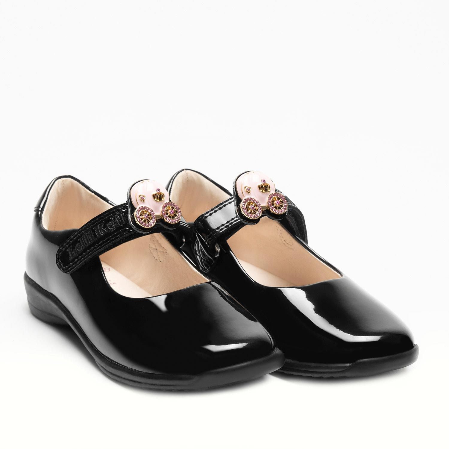 Lelli Kelly Girls Carrie 2 With Detachable Princess Carriage School Shoe F Fitting - Black Patent