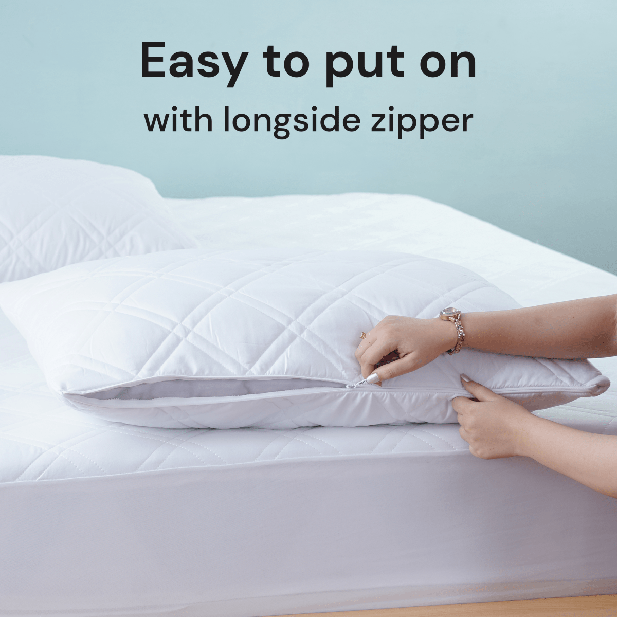 Luxurious White Quilted Pillow Protectors for Ultimate Sleep Comfort