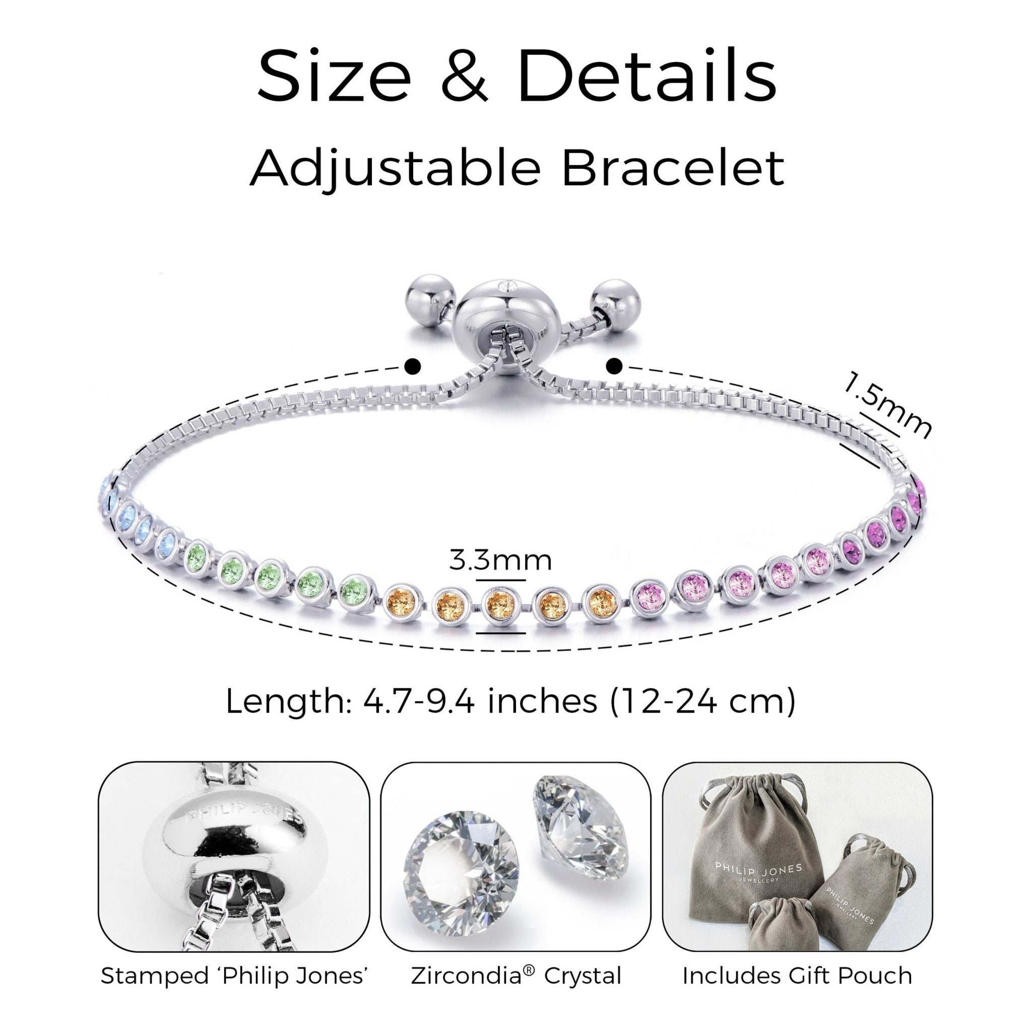 Rainbow Friendship Bracelet with Zircondia® Crystals
