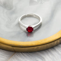 Red Adjustable Crystal Ring Created with Zircondia® Crystals