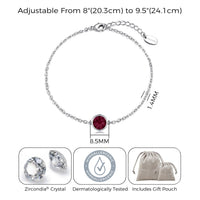July (Ruby) Birthstone Anklet Created with Zircondia® Crystals
