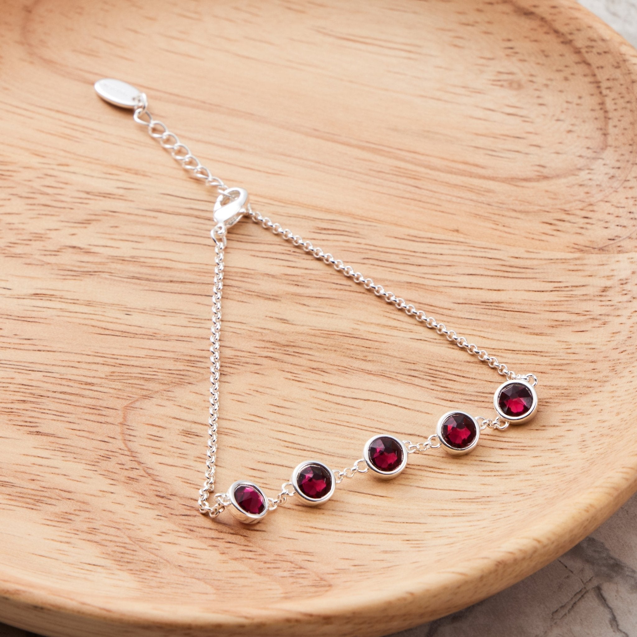 Red Crystal Chain Bracelet Created with Zircondia® Crystals