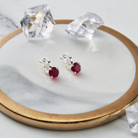 Red Crystal Clip On Earrings Created with Zircondia® Crystals